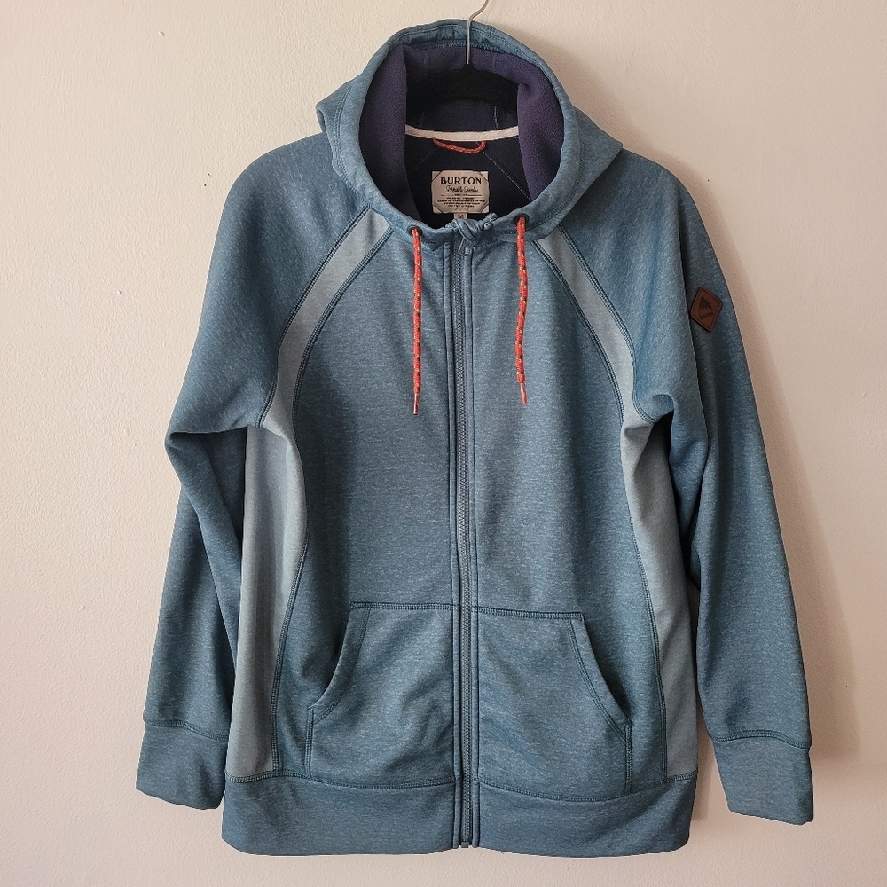 Burton EUC Womens Crown Bonded Long Full Zip Blue Fleece Hoodie‎ Size Medium